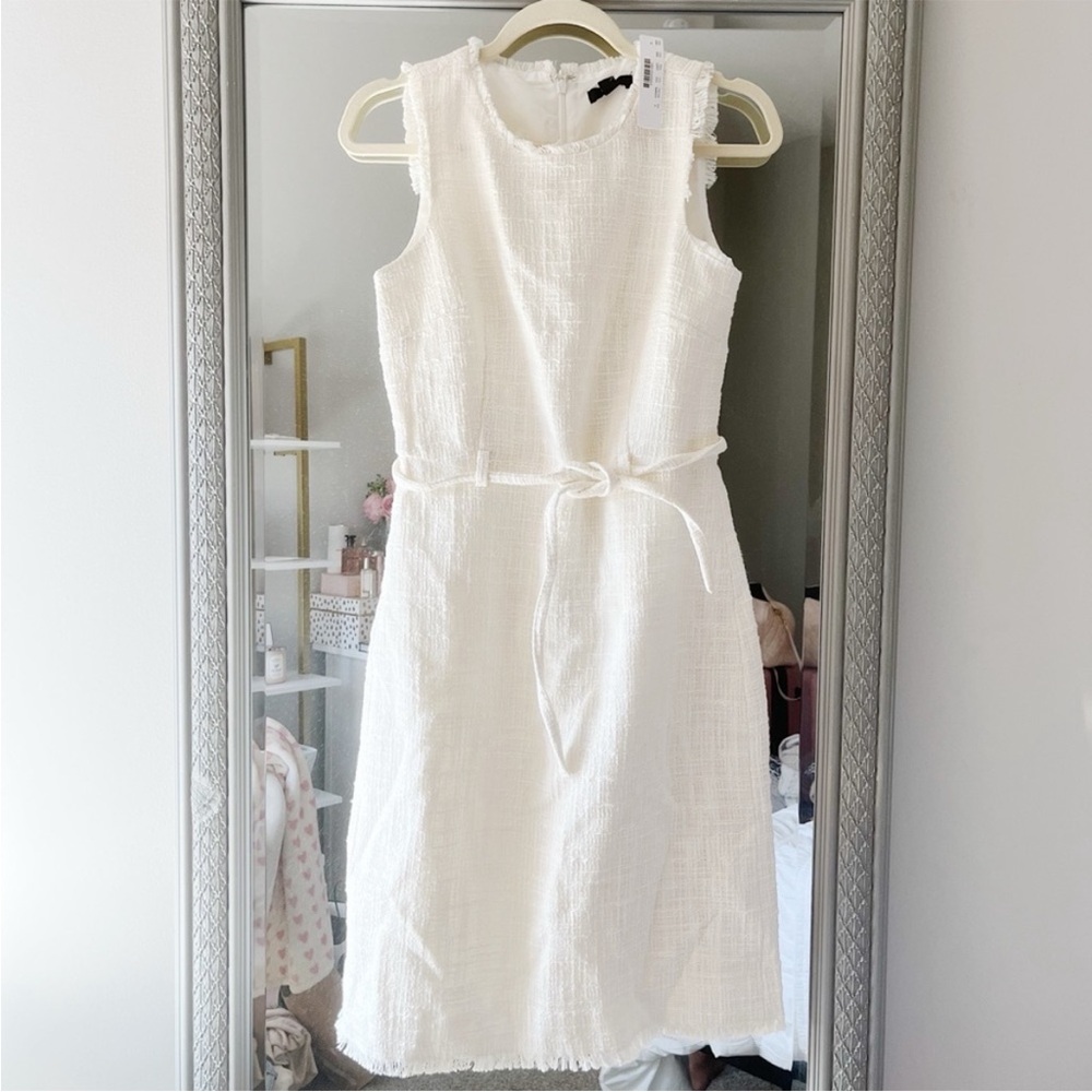 NWT J.CREW White Tweed Shift Dress Size 4